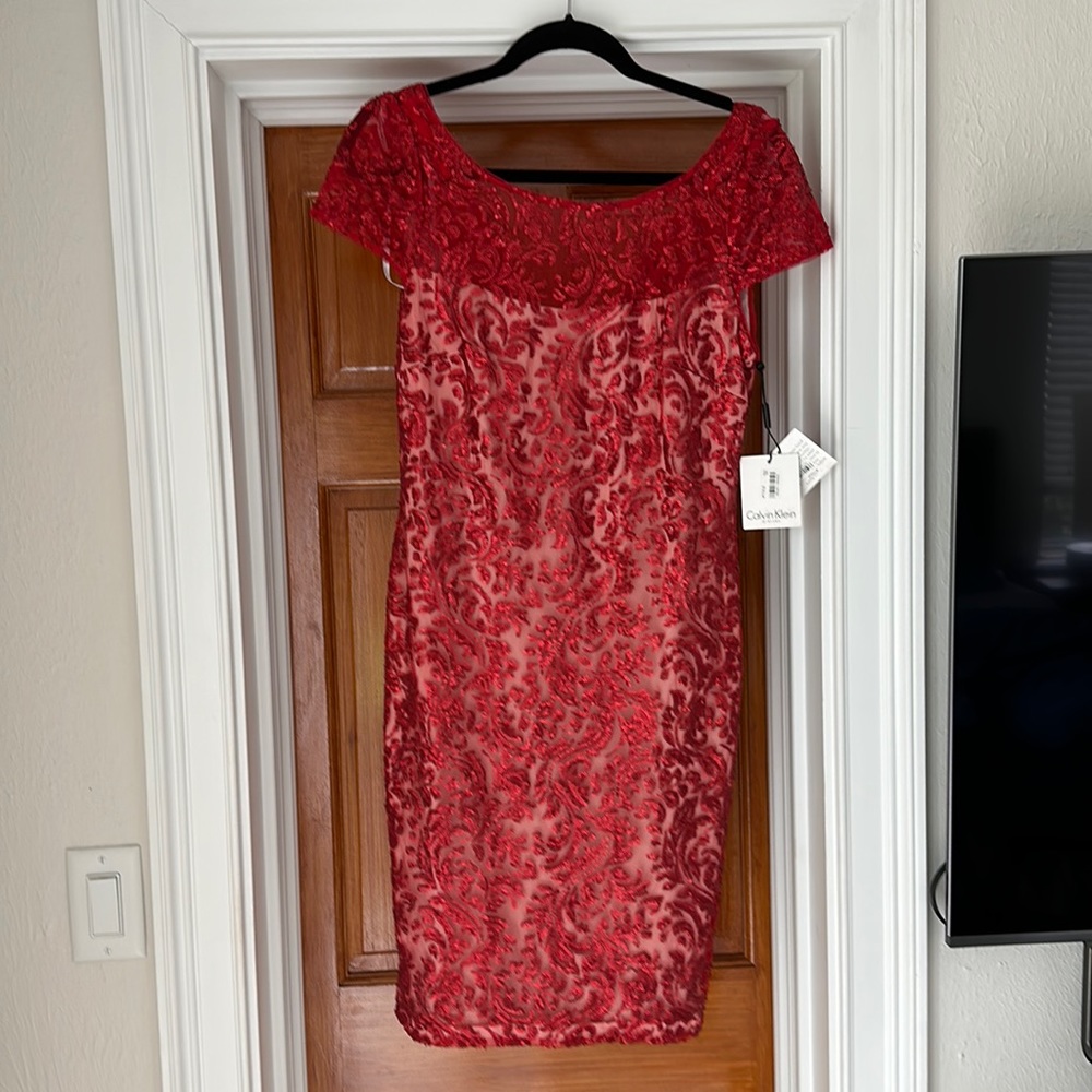 Calvin Klein Women’s Sequined Sheath Dress Size 8 NWT